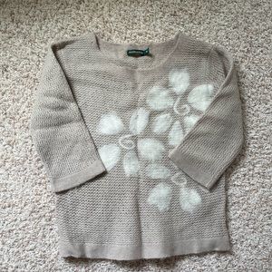 Anthropologie tan sweater, cropped sleeves, XS